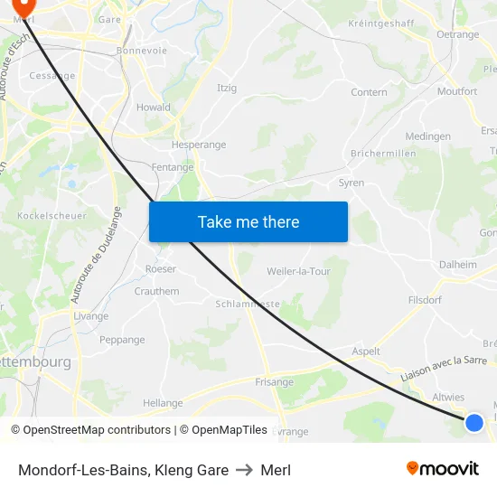 Mondorf-Les-Bains, Kleng Gare to Merl map