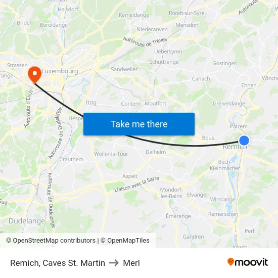 Remich, Caves St. Martin to Merl map
