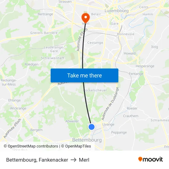 Bettembourg, Fankenacker to Merl map