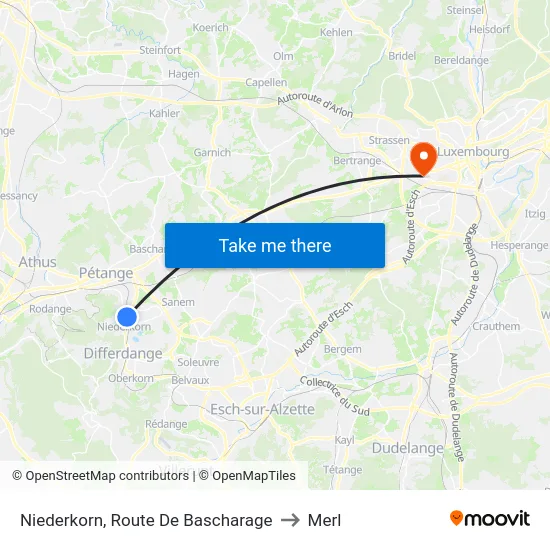 Niederkorn, Route De Bascharage to Merl map
