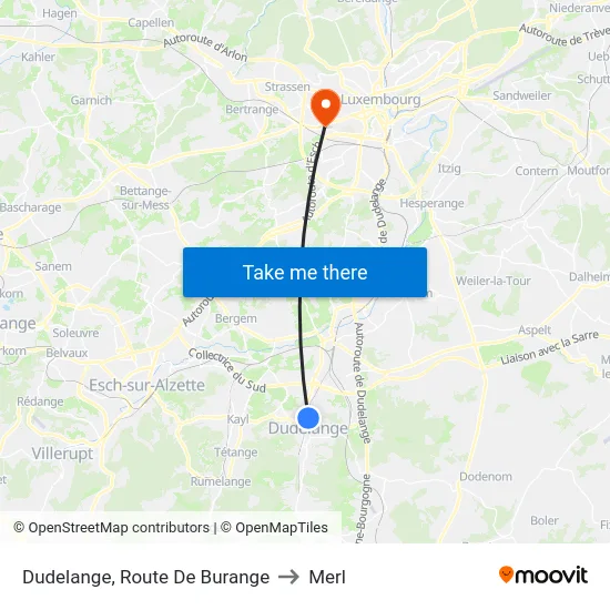 Dudelange, Route De Burange to Merl map