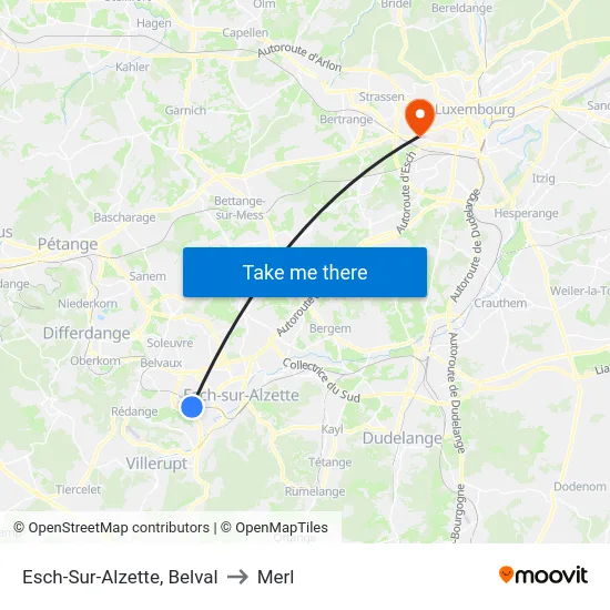 Esch-Sur-Alzette, Belval to Merl map