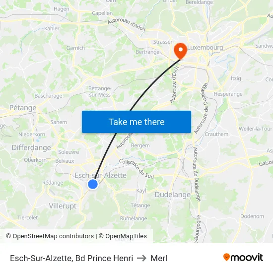 Esch-Sur-Alzette, Bd Prince Henri to Merl map