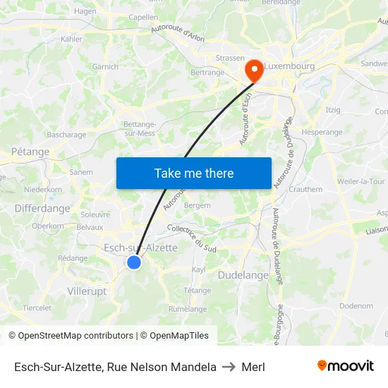Esch-Sur-Alzette, Rue Nelson Mandela to Merl map