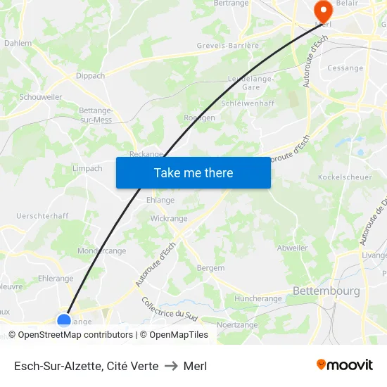 Esch-Sur-Alzette, Cité Verte to Merl map