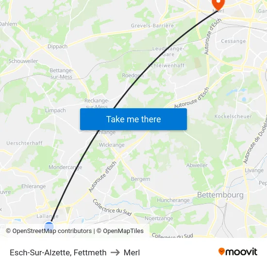 Esch-Sur-Alzette, Fettmeth to Merl map