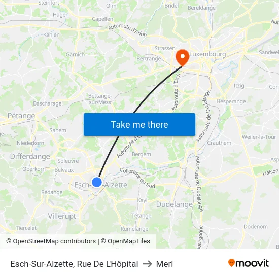 Esch-Sur-Alzette, Rue De L'Hôpital to Merl map