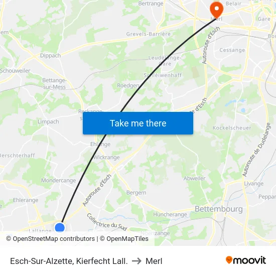 Esch-Sur-Alzette, Kierfecht Lall. to Merl map