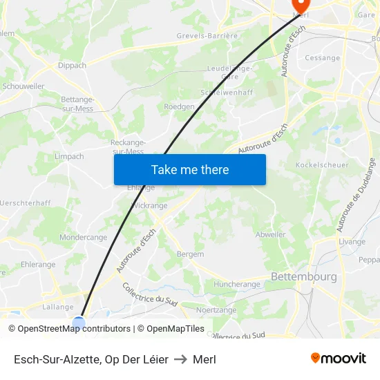 Esch-Sur-Alzette, Op Der Léier to Merl map