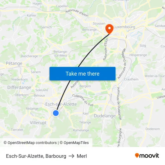 Esch-Sur-Alzette, Barbourg to Merl map