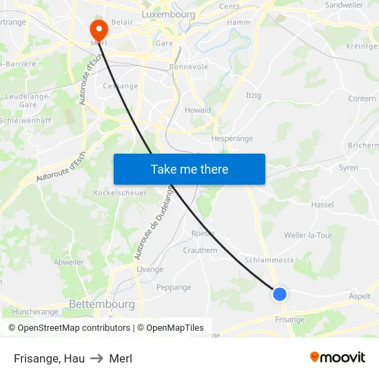 Frisange, Hau to Merl map