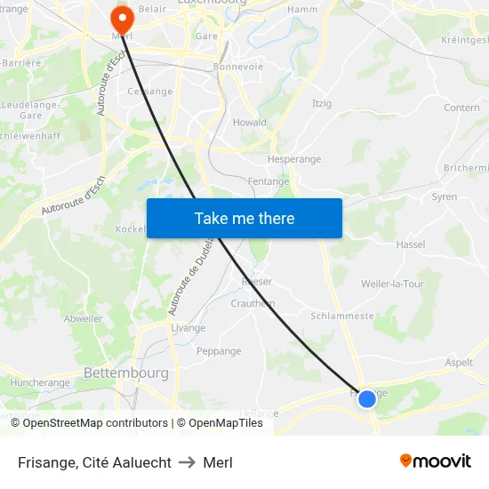 Frisange, Cité Aaluecht to Merl map