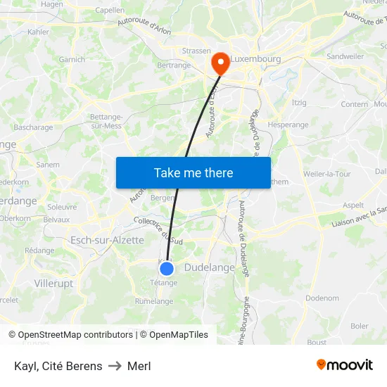 Kayl, Cité Berens to Merl map
