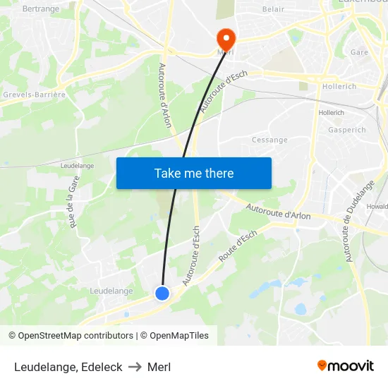 Leudelange, Edeleck to Merl map