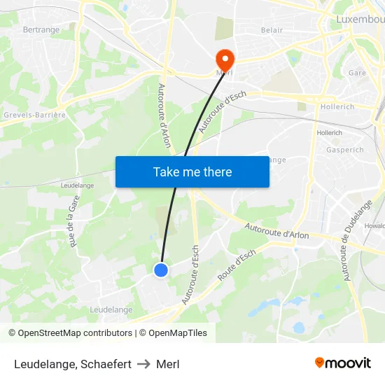 Leudelange, Schaefert to Merl map