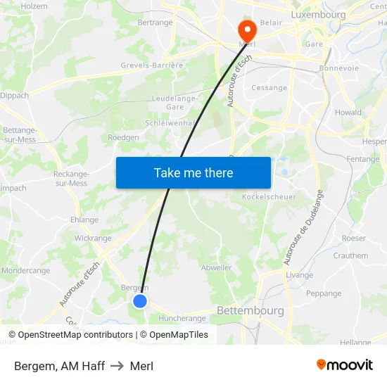 Bergem, AM Haff to Merl map