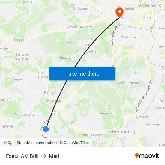 Foetz, AM Brill to Merl map