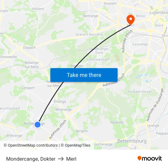 Mondercange, Dokter to Merl map