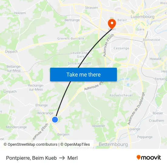 Pontpierre, Beim Kueb to Merl map