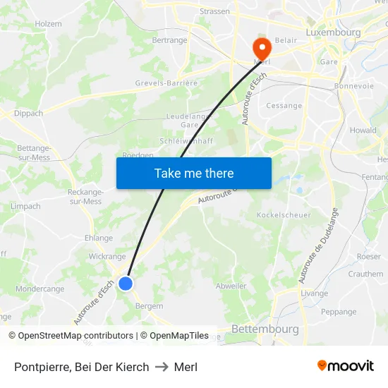 Pontpierre, Bei Der Kierch to Merl map