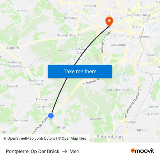 Pontpierre, Op Der Bréck to Merl map
