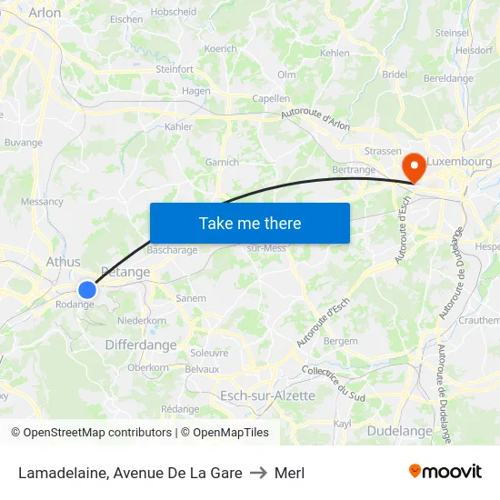 Lamadelaine, Avenue De La Gare to Merl map