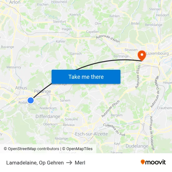 Lamadelaine, Op Gehren to Merl map