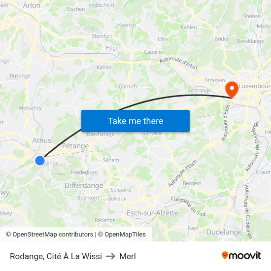 Rodange, Cité À La Wissi to Merl map