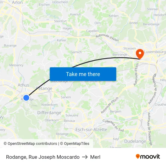 Rodange, Rue Joseph Moscardo to Merl map