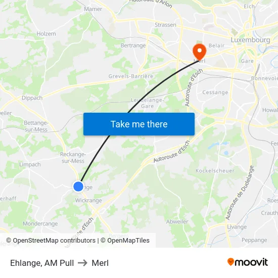 Ehlange, AM Pull to Merl map