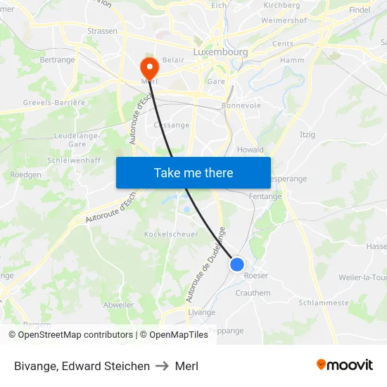 Bivange, Edward Steichen to Merl map