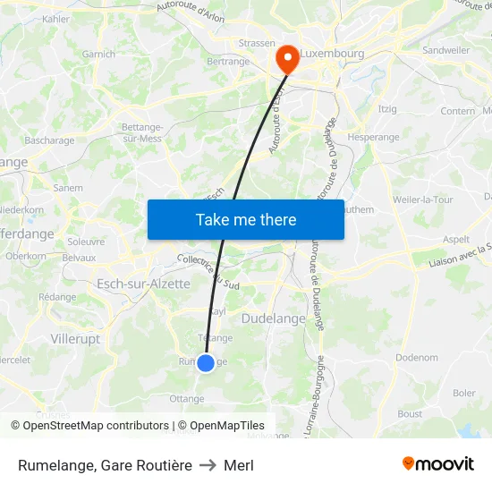 Rumelange, Gare Routière to Merl map