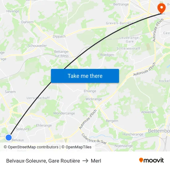 Belvaux-Soleuvre, Gare Routière to Merl map
