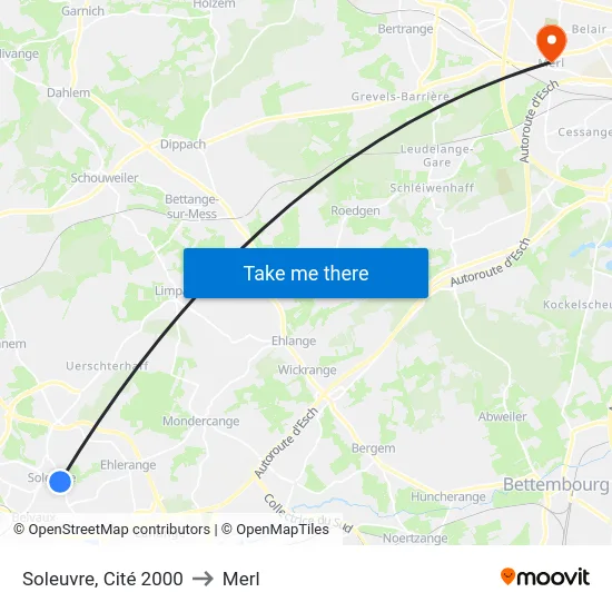 Soleuvre, Cité 2000 to Merl map