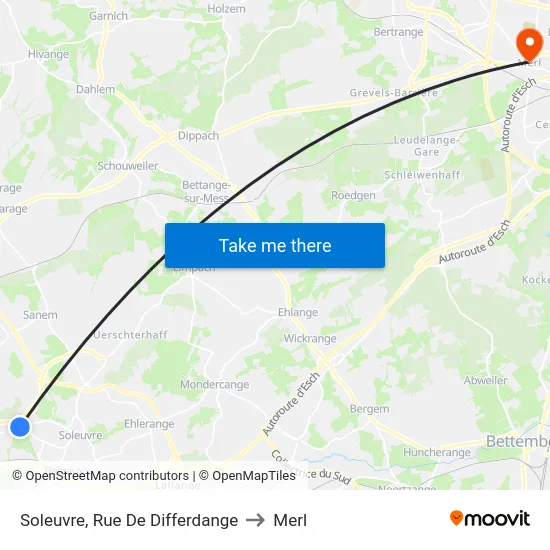 Soleuvre, Rue De Differdange to Merl map