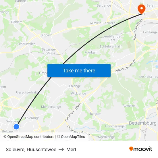 Soleuvre, Huuschtewee to Merl map