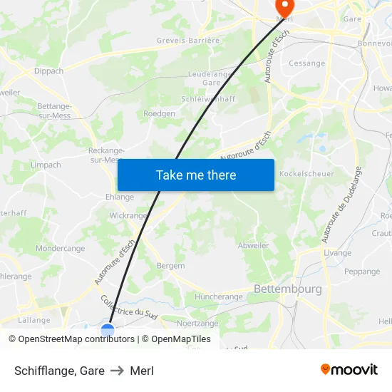 Schifflange, Gare to Merl map