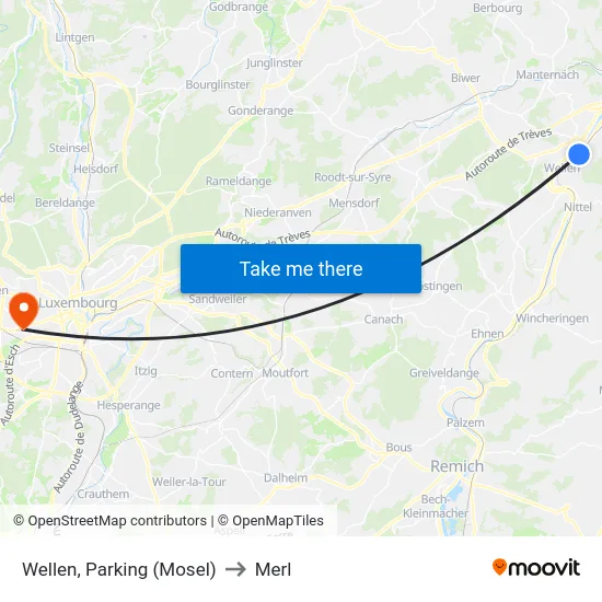 Wellen, Parking (Mosel) to Merl map