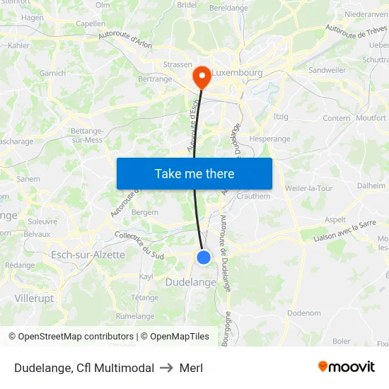 Dudelange, Cfl Multimodal to Merl map