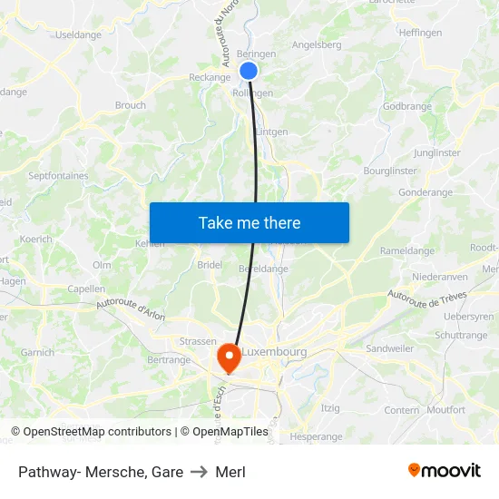 Pathway- Mersche, Gare to Merl map