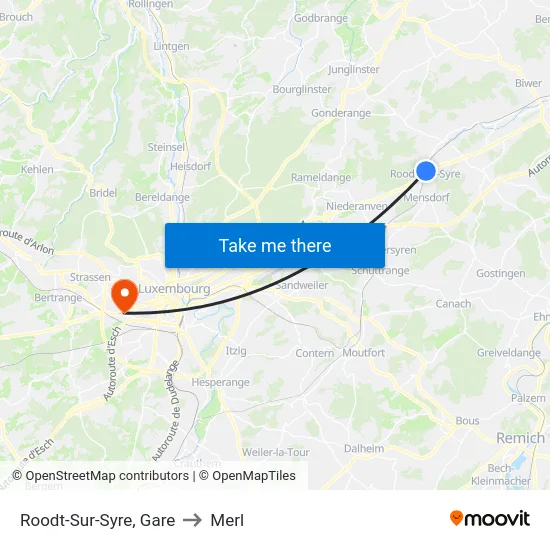 Roodt-Sur-Syre, Gare to Merl map