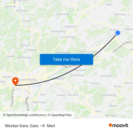Wecker-Gare, Gare to Merl map