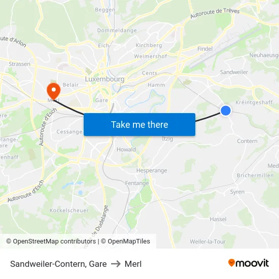 Sandweiler-Contern, Gare to Merl map