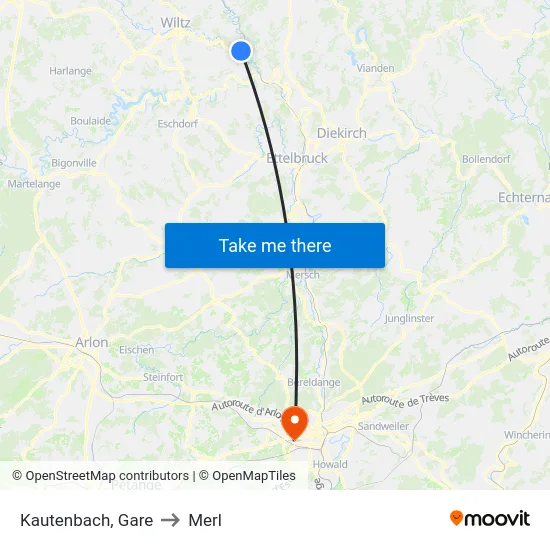 Kautenbach, Gare to Merl map