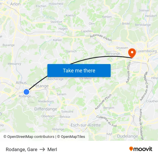 Rodange, Gare to Merl map