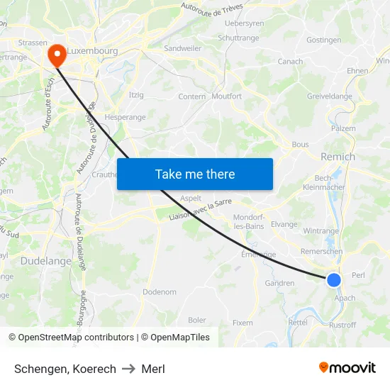 Schengen, Koerech to Merl map