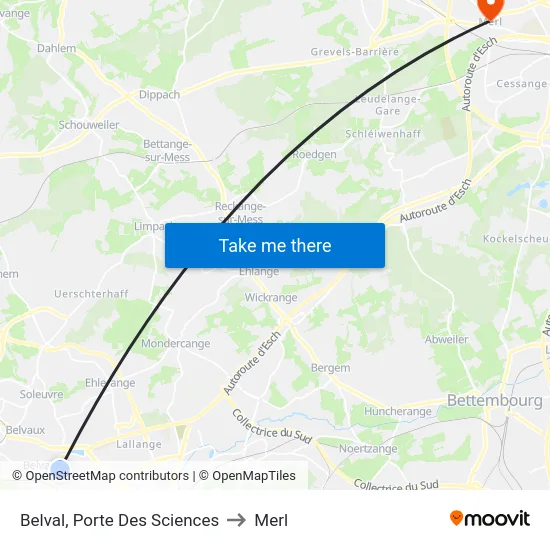 Belval, Porte Des Sciences to Merl map