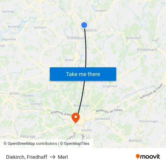 Diekirch, Friedhaff to Merl map
