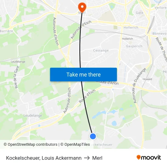 Kockelscheuer, Louis Ackermann to Merl map