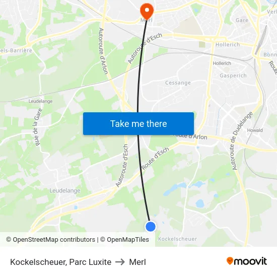 Kockelscheuer, Parc Luxite to Merl map